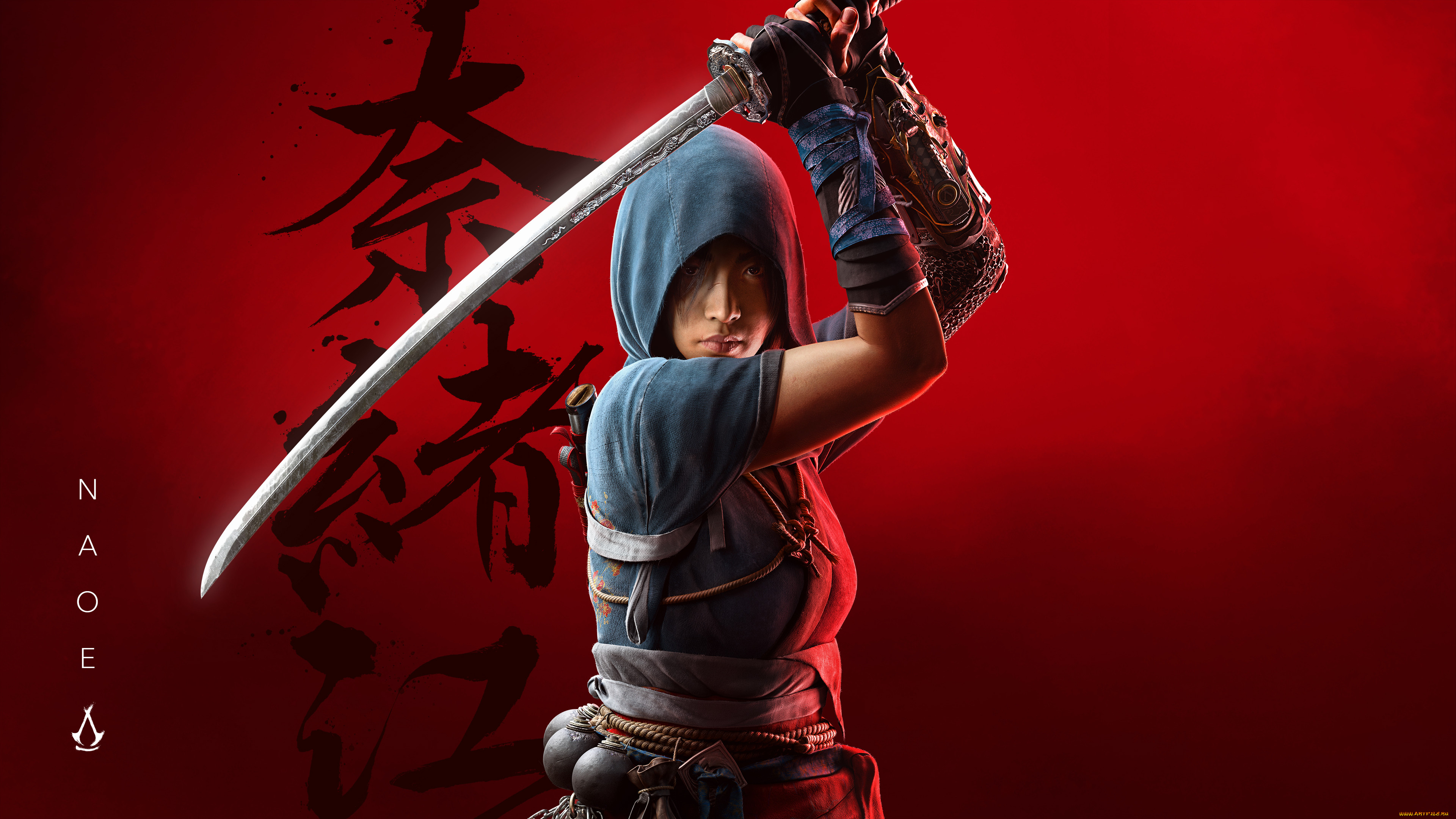 assassins creed shadows ,  2024 ,  , ---, naoe, assassins, creed, shadows, red, background, 2024, games, , 